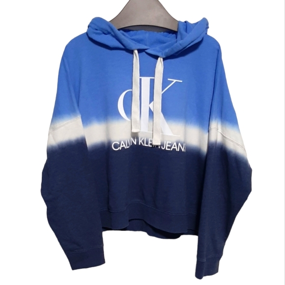 CALVIN KLEIN JEANS | Tie Dye Monogram Cropped Hoodie - Picture 1 of 2